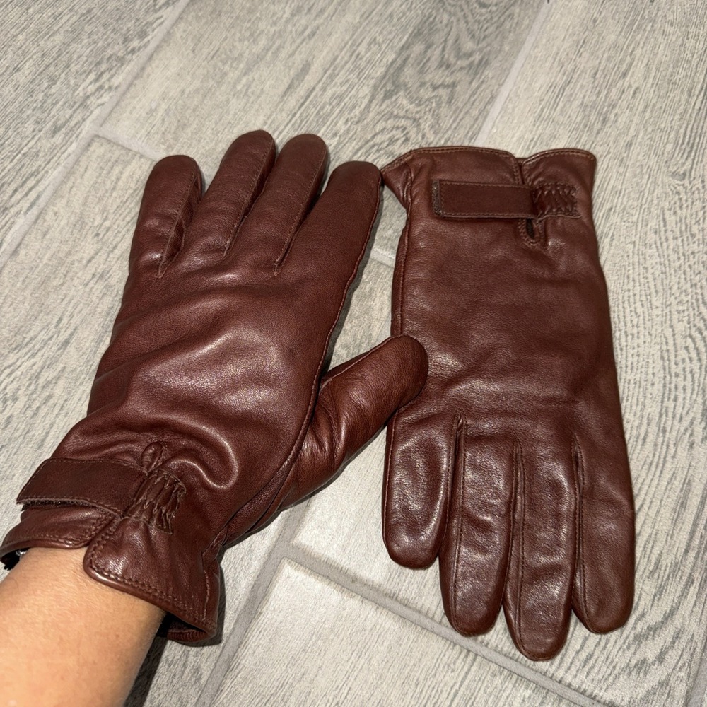 Wilsons Leather Genuine Leather Fleeced Lined Gloves Mens Small Brown